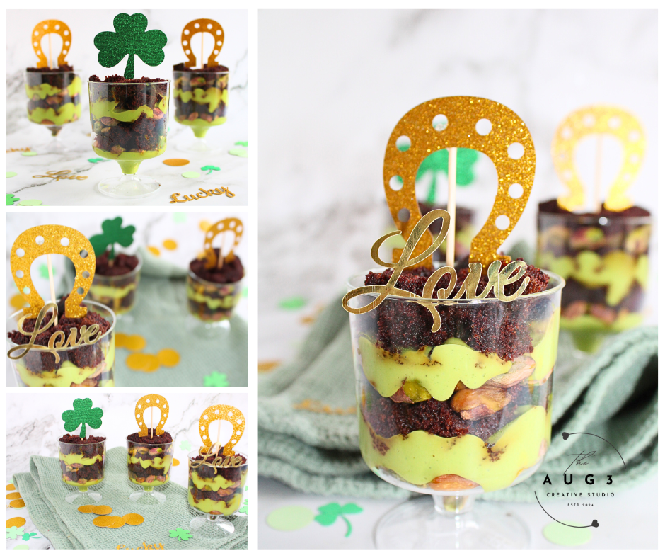 St. Patrick's Day Dates Brownie Trifle with Pistachios & Avocado- Set 1 of 3