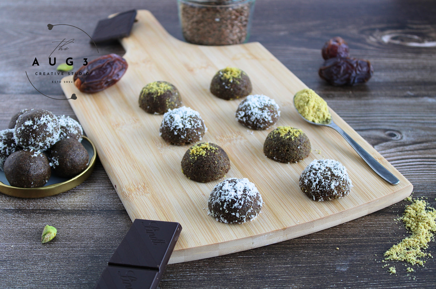 Brain Boost Bliss Balls with Pistachios, Walnuts & Dark Chocolate- Set 2 of 3