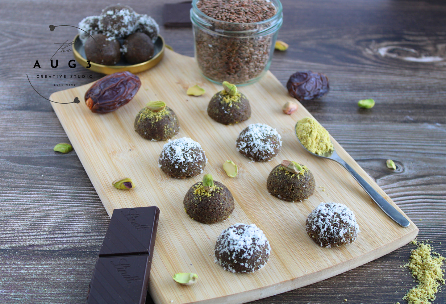 Brain Boost Bliss Balls with Pistachios, Walnuts & Dark Chocolate- Set 2 of 3