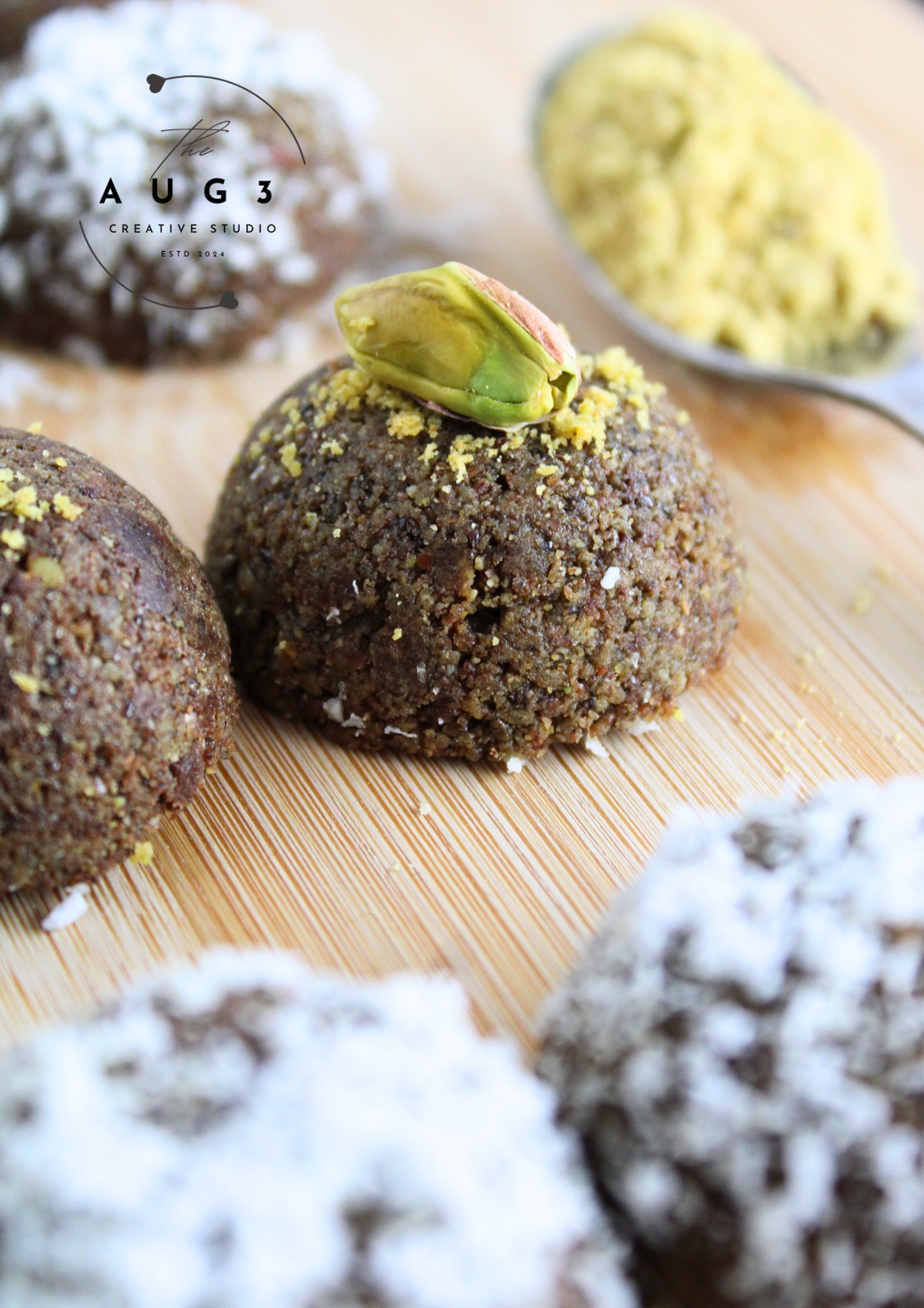 Brain Boost Bliss Balls with Pistachios, Walnuts & Dark Chocolate- Set 2 of 3