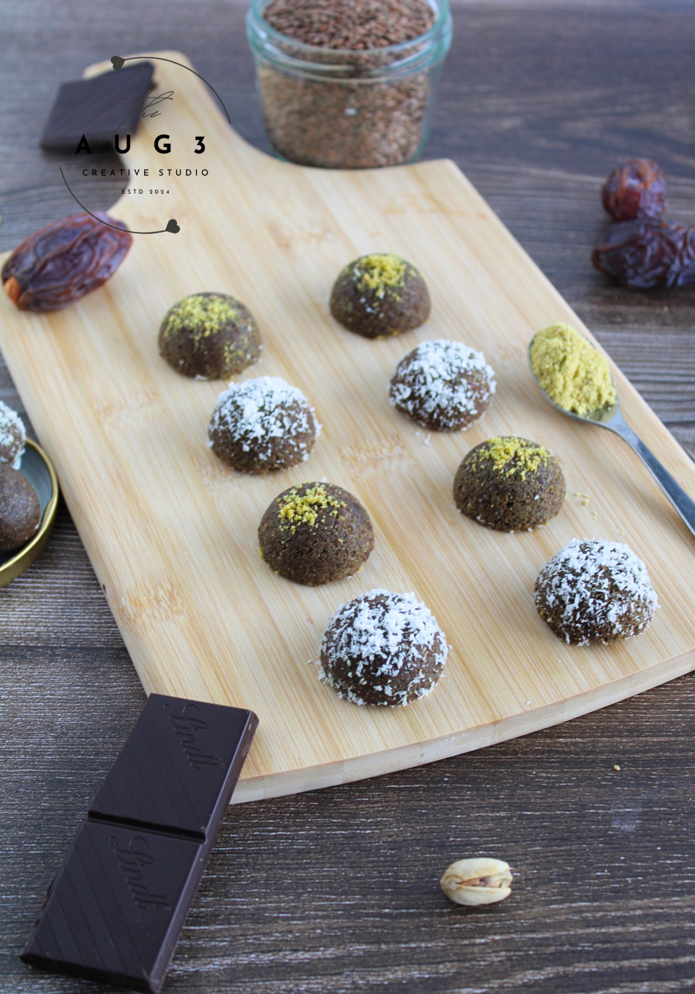 Brain Boost Bliss Balls with Pistachios, Walnuts & Dark Chocolate- Set 2 of 3