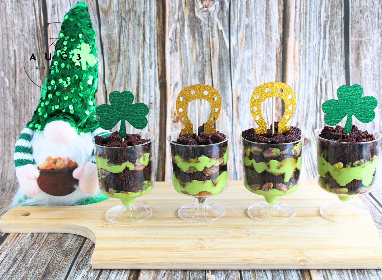 St. Patrick's Day Dates brownie Trifle with Pistachios & Avocado- Set 2 of 3