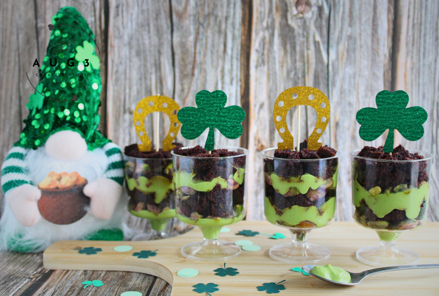 St. Patrick's Day Dates brownie Trifle with Pistachios & Avocado- Set 2 of 3