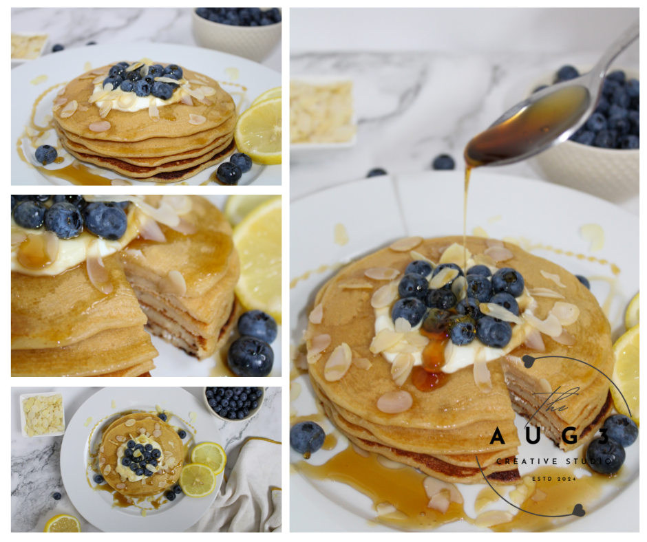 High-Protein Lemon Blueberry Cottage Cheese Pancakes