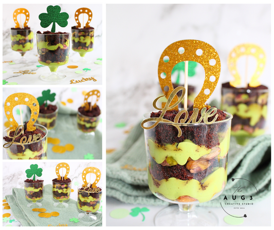 St. Patrick's Day Dates Brownie Trifle with Pistachios & Avocado- Set 1 of 3
