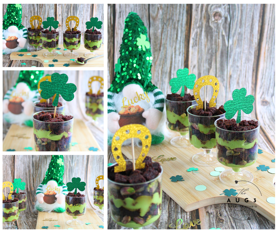St. Patrick's Day Dates brownie Trifle with Pistachios & Avocado- Set 2 of 3