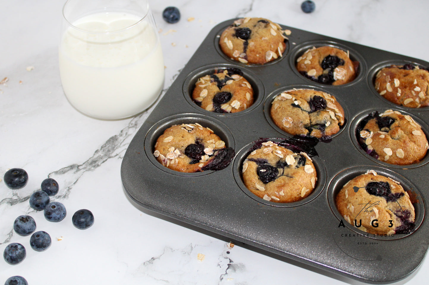 High-Protein Blueberry Cottage Cheese Oat Muffins