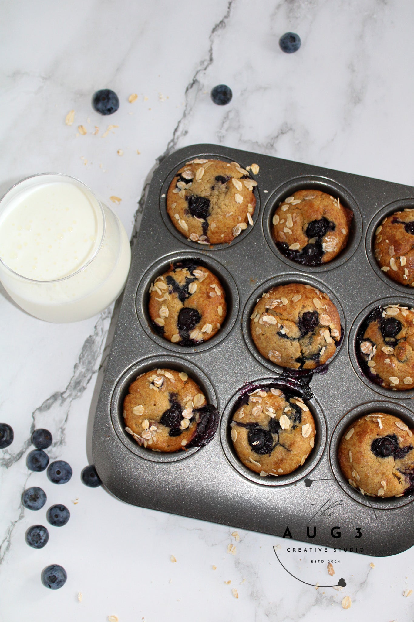 High-Protein Blueberry Cottage Cheese Oat Muffins