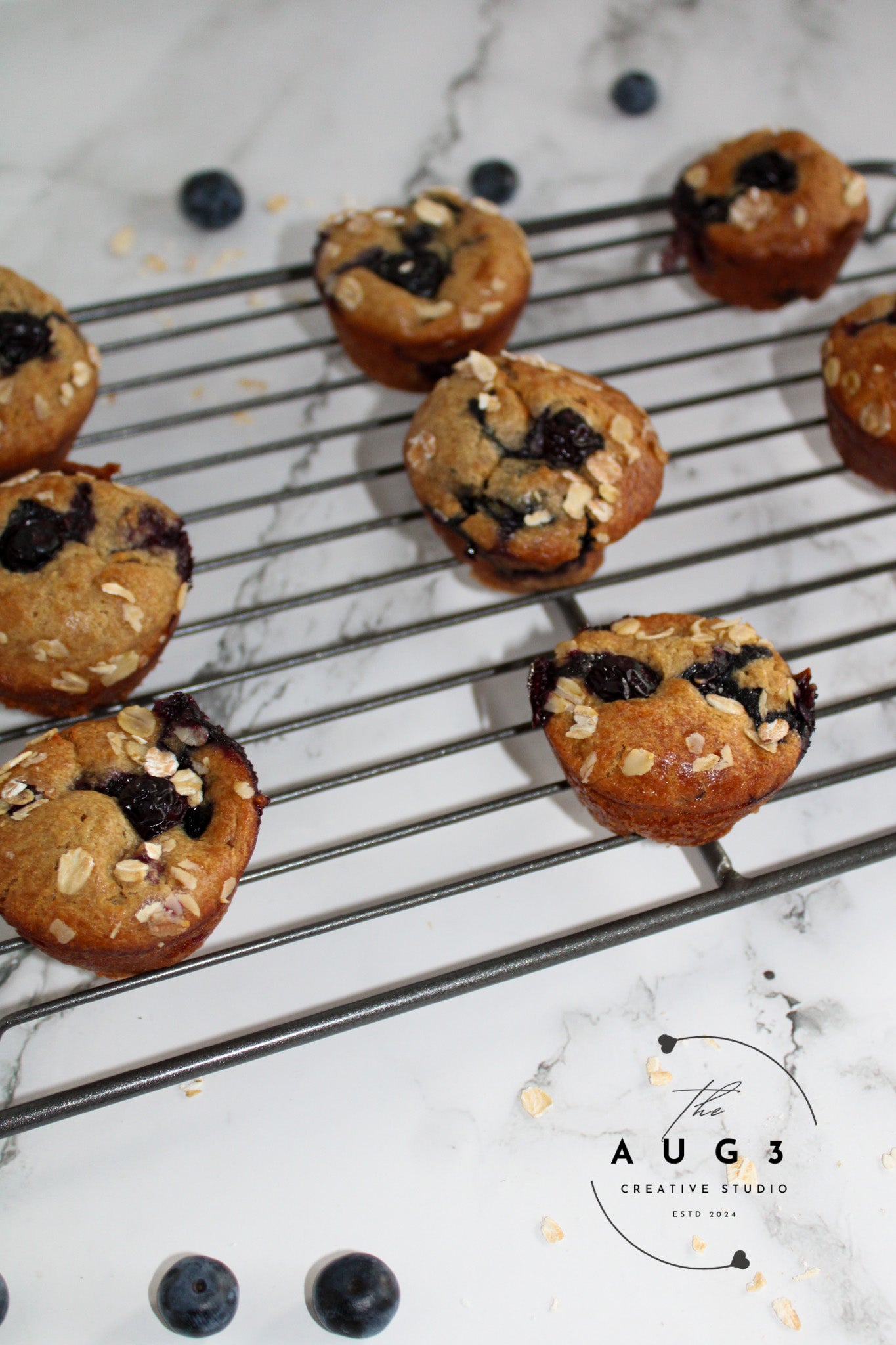 High-Protein Blueberry Cottage Cheese Oat Muffins