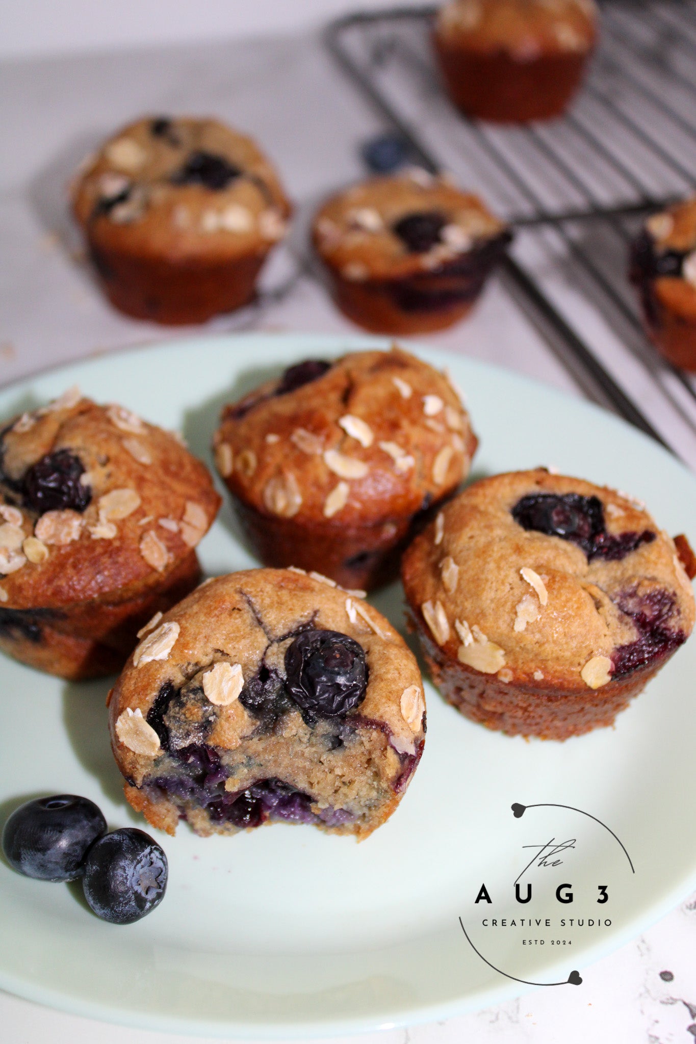 High-Protein Blueberry Cottage Cheese Oat Muffins
