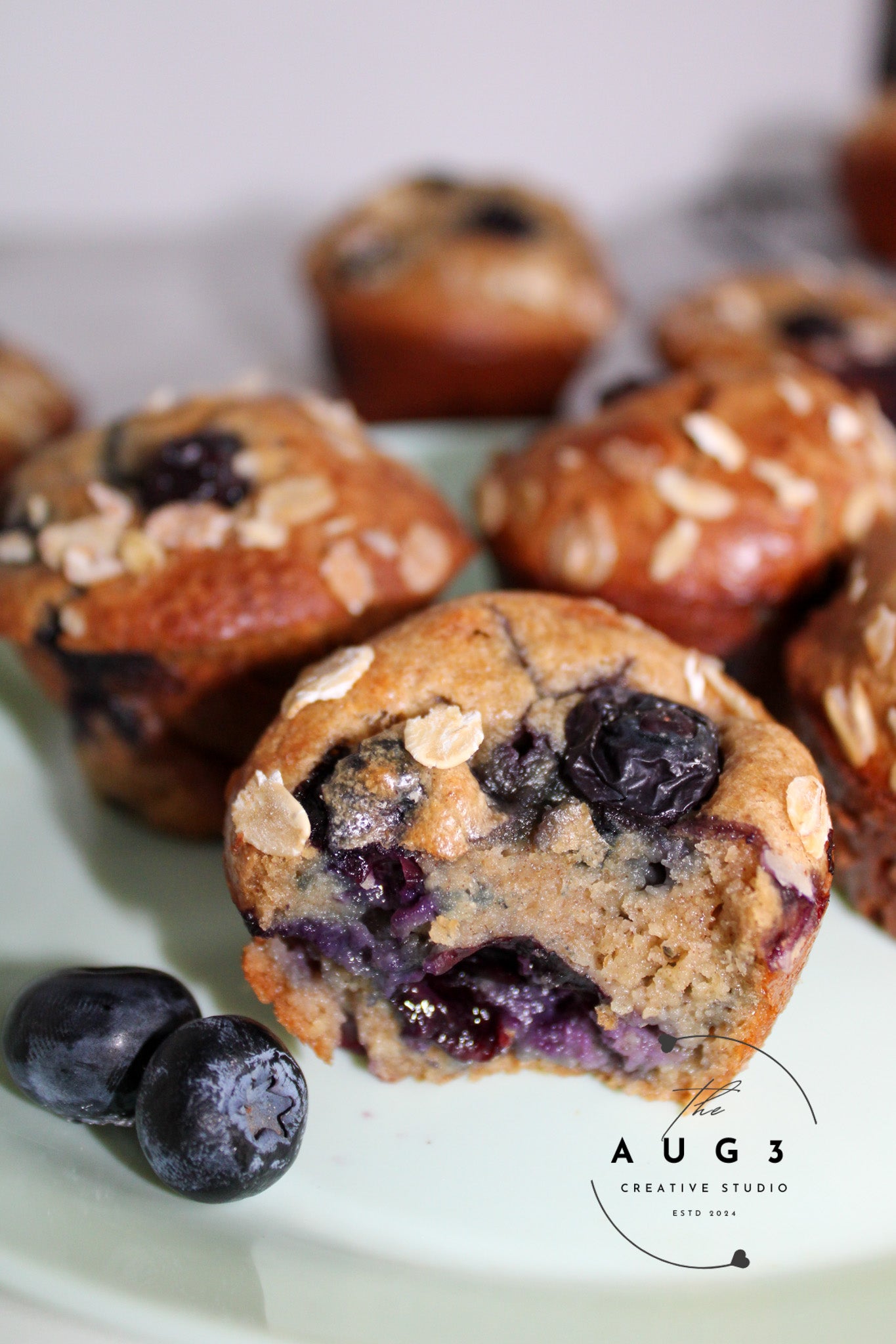 High-Protein Blueberry Cottage Cheese Oat Muffins