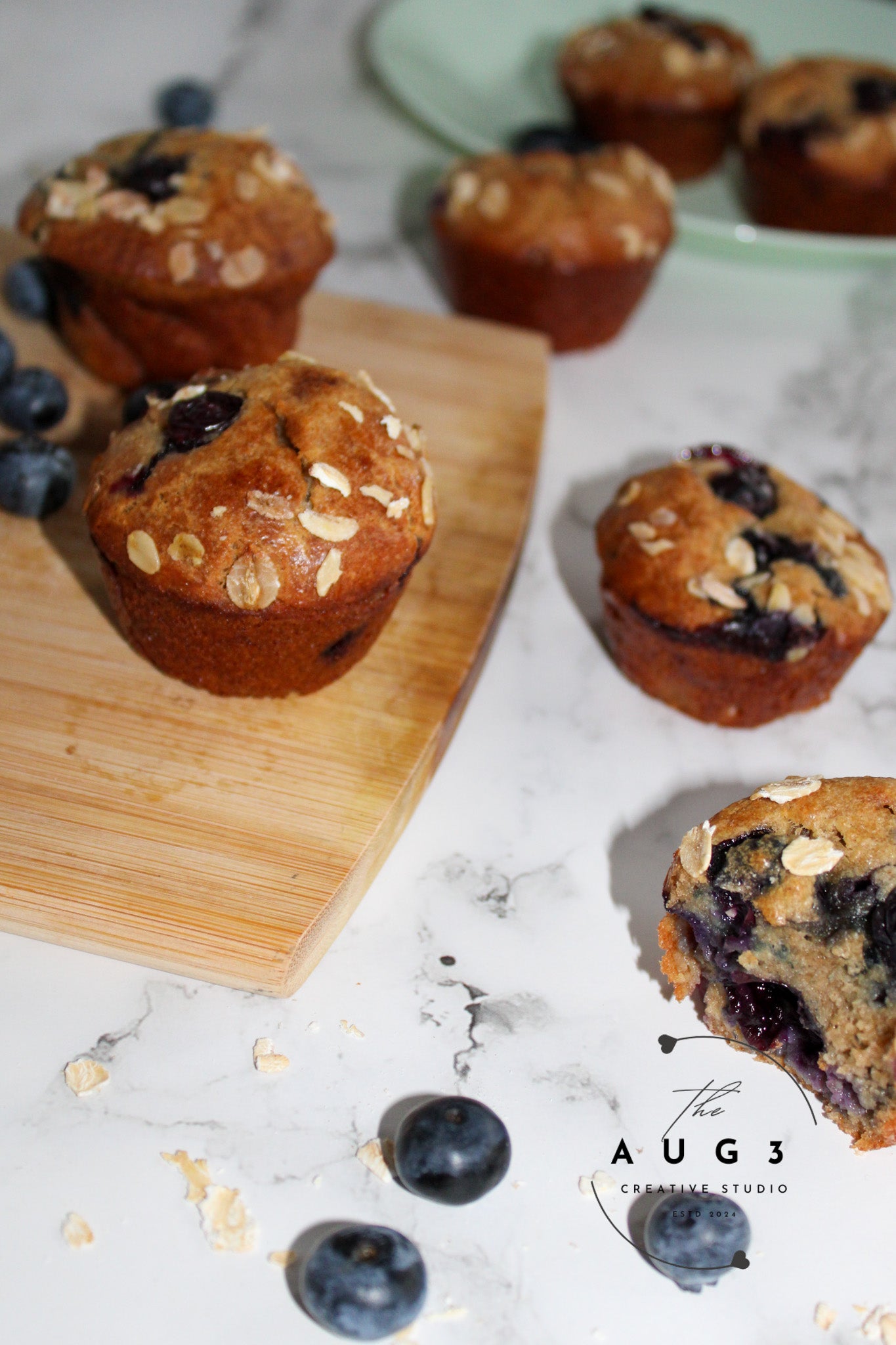 High-Protein Blueberry Cottage Cheese Oat Muffins