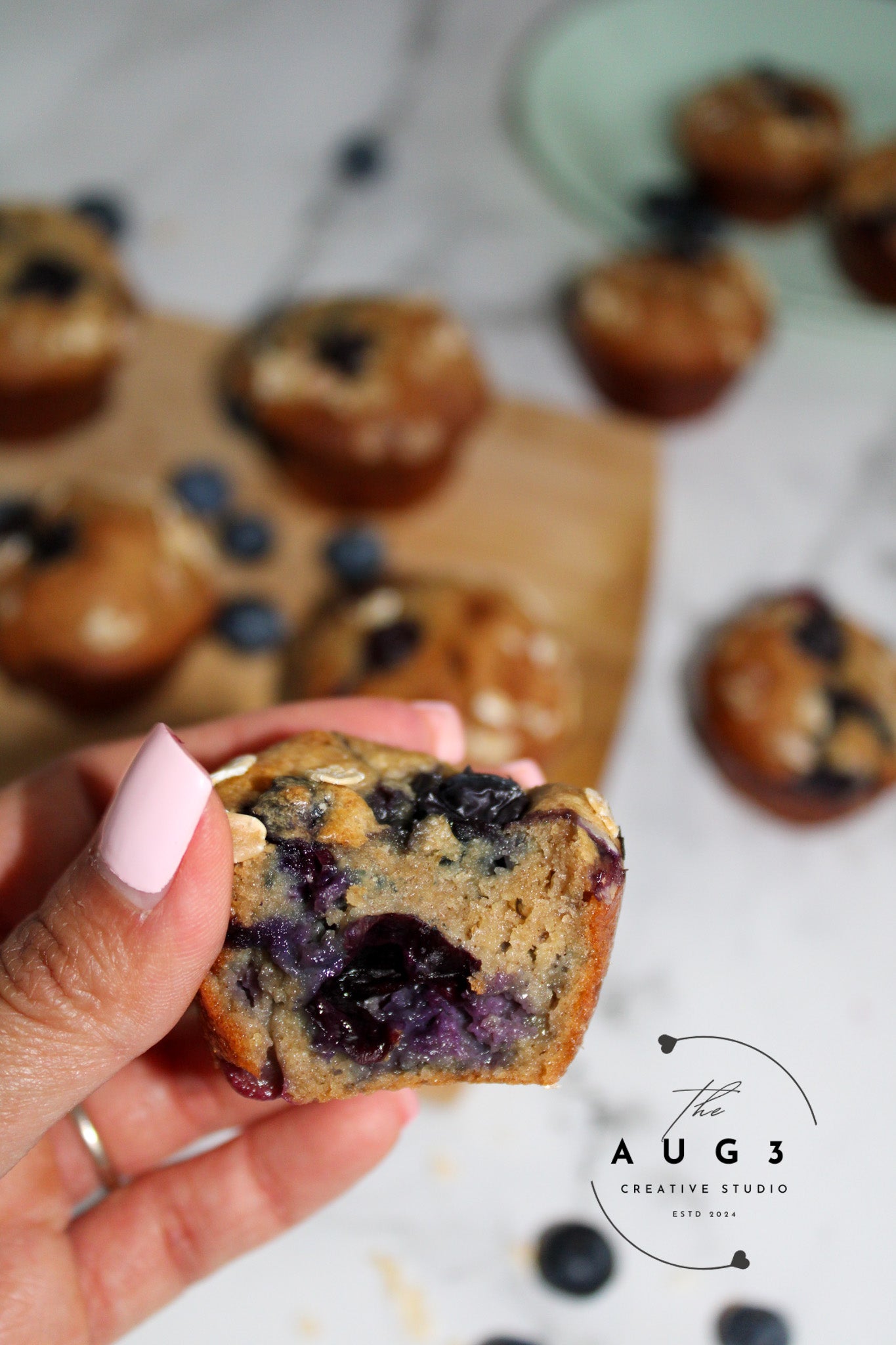 High-Protein Blueberry Cottage Cheese Oat Muffins