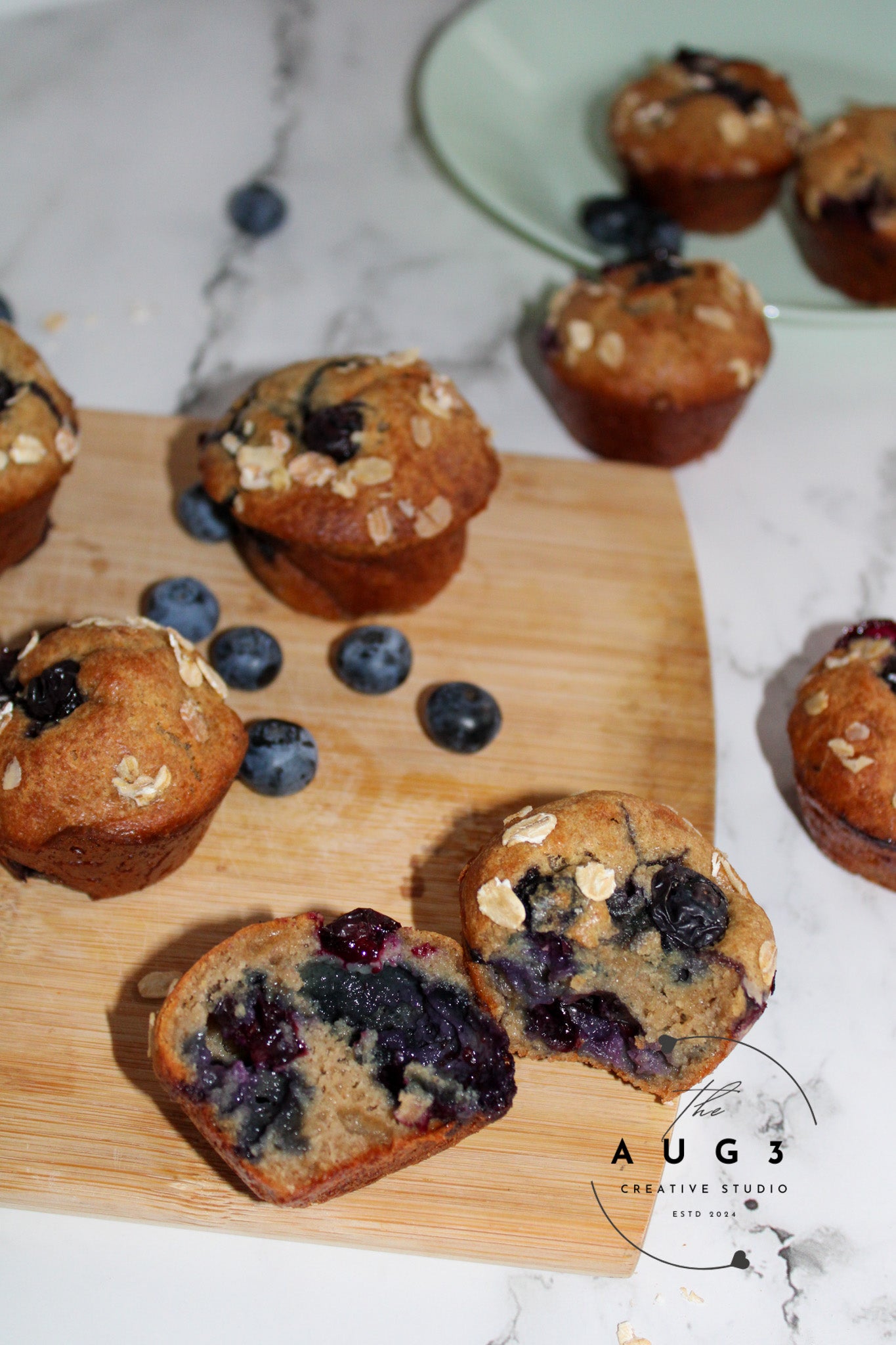 High-Protein Blueberry Cottage Cheese Oat Muffins