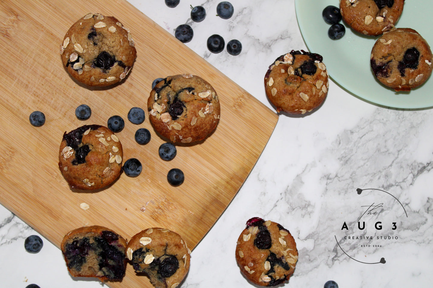 High-Protein Blueberry Cottage Cheese Oat Muffins