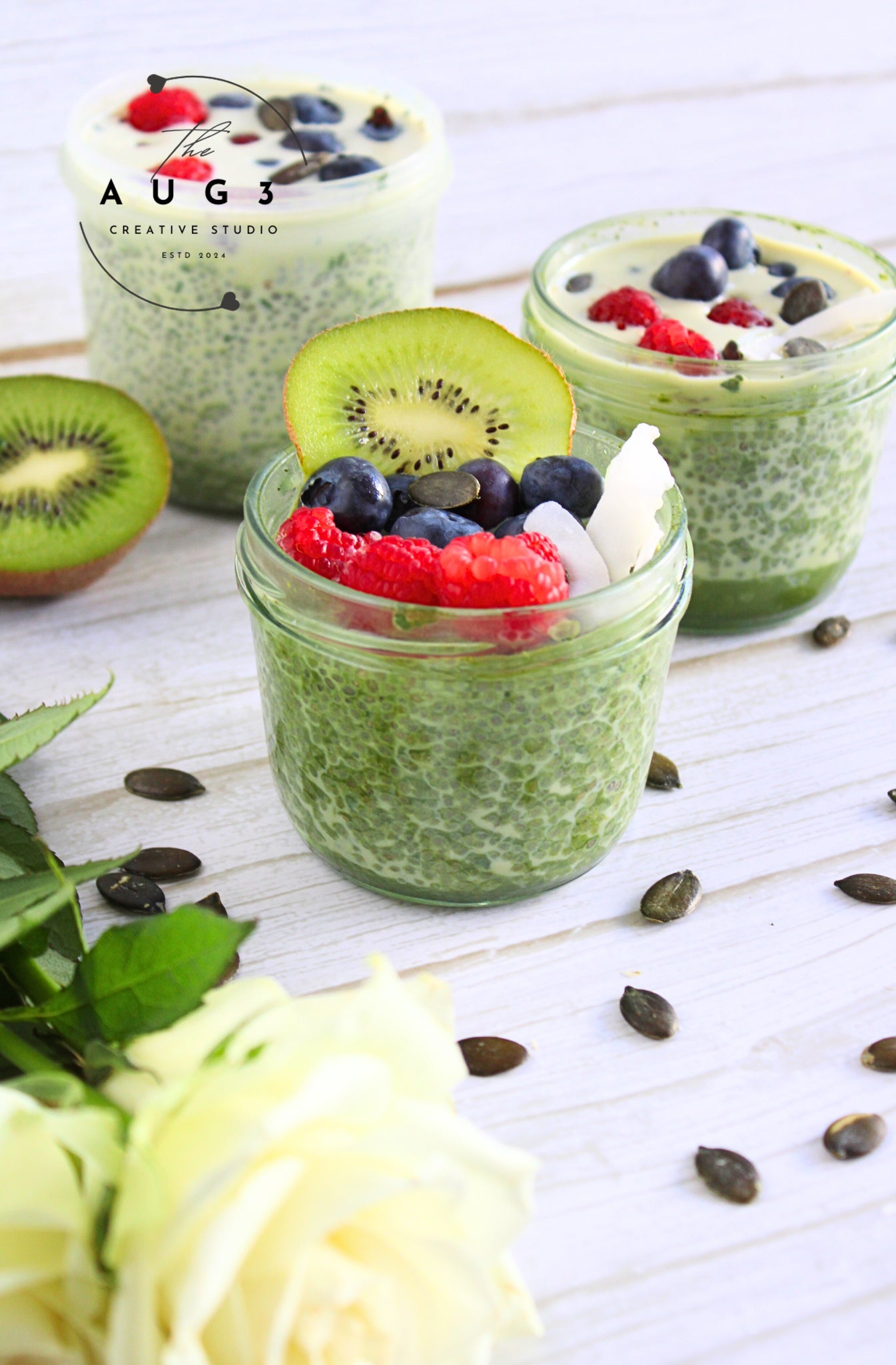 No-Bake Matcha Chia Pudding- Set 1 of 3
