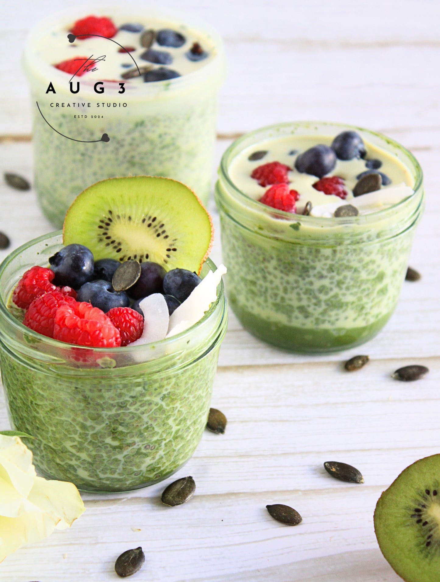 No-Bake Matcha Chia Pudding- Set 1 of 3