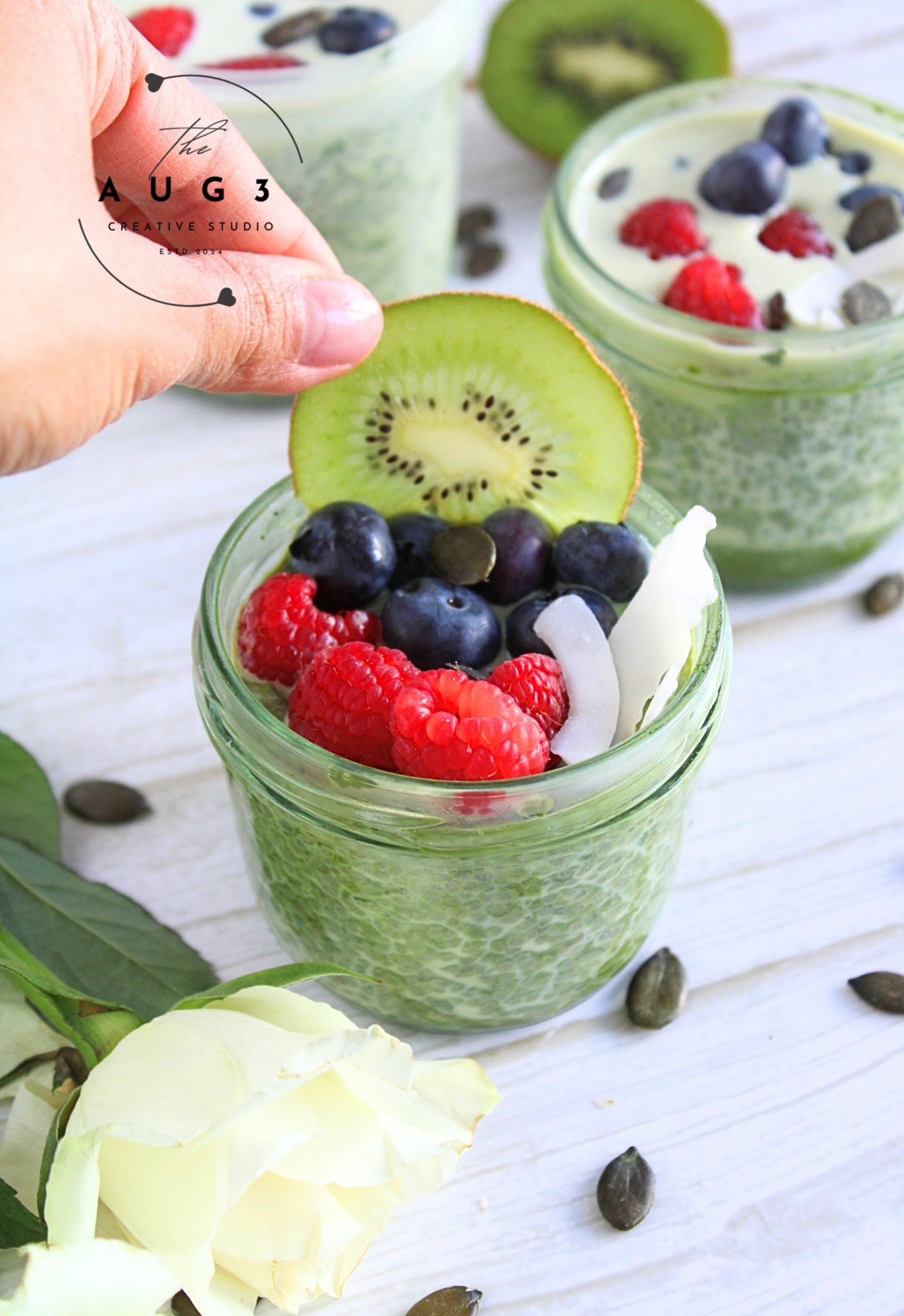 No-Bake Matcha Chia Pudding- Set 1 of 3