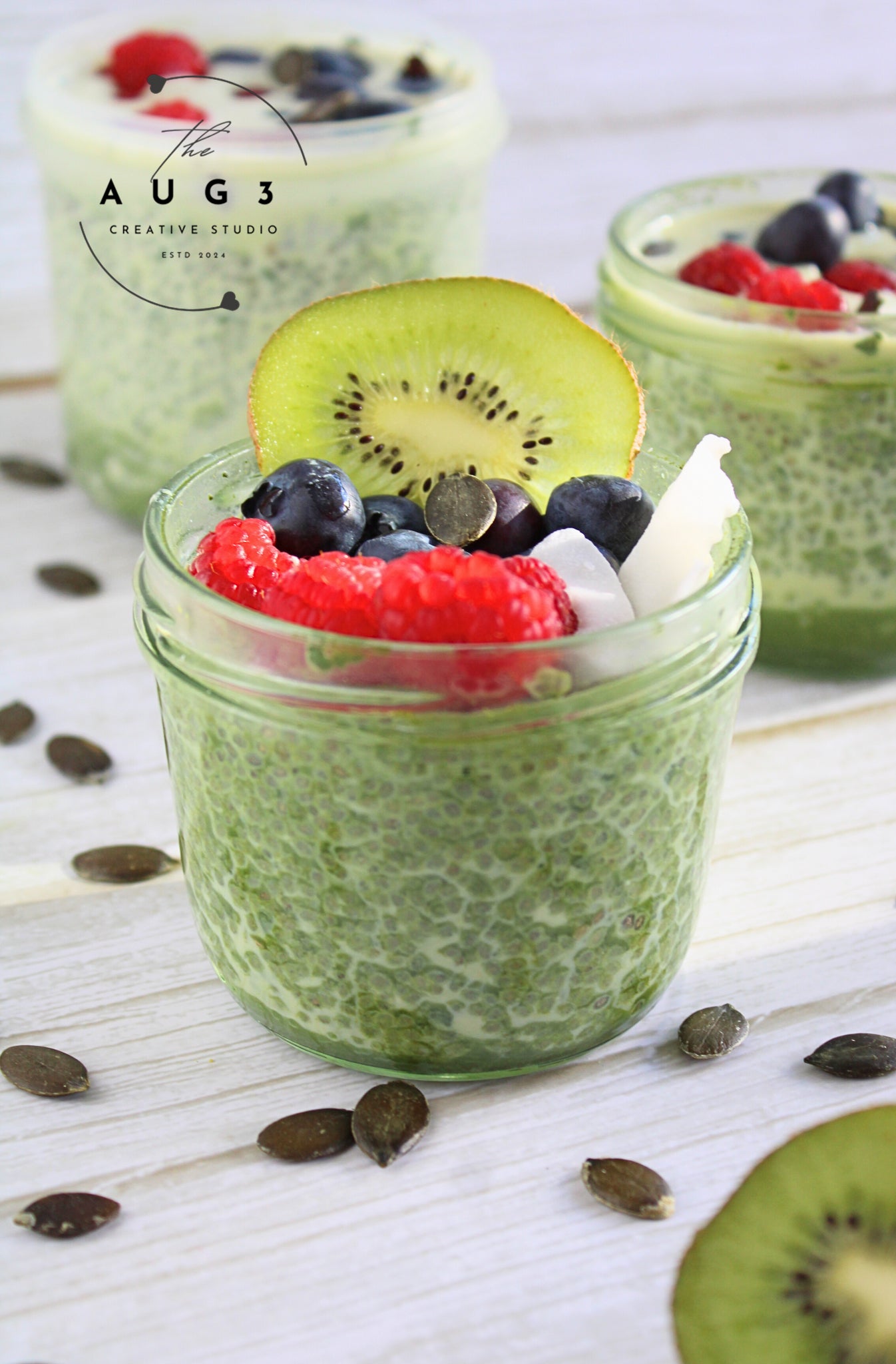 No-Bake Matcha Chia Pudding- Set 1 of 3