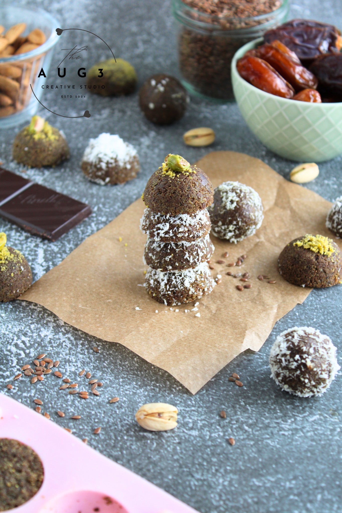 Brain Boost Bliss Balls with Pistachios, Walnuts & Dark Chocolate- Set 3 of 3