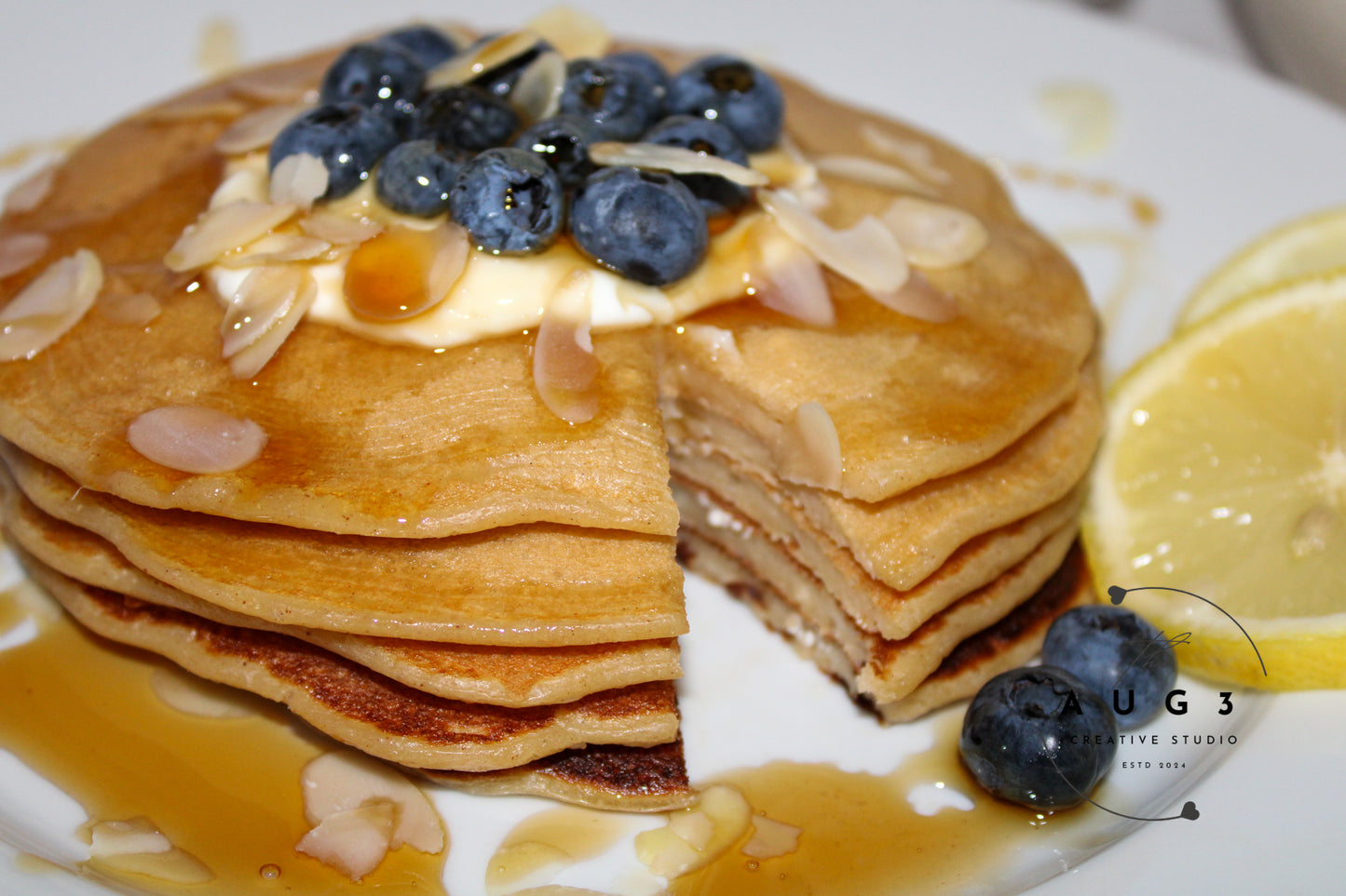 High-Protein Lemon Blueberry Cottage Cheese Pancakes