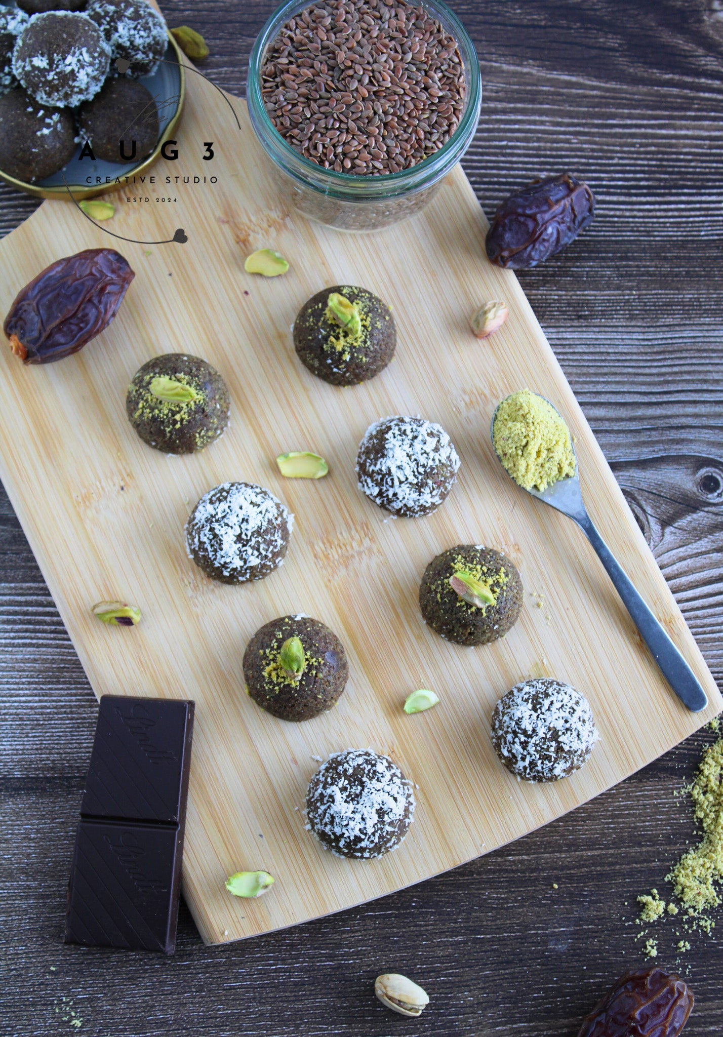 Brain Boost Bliss Balls with Pistachios, Walnuts & Dark Chocolate- Set 2 of 3