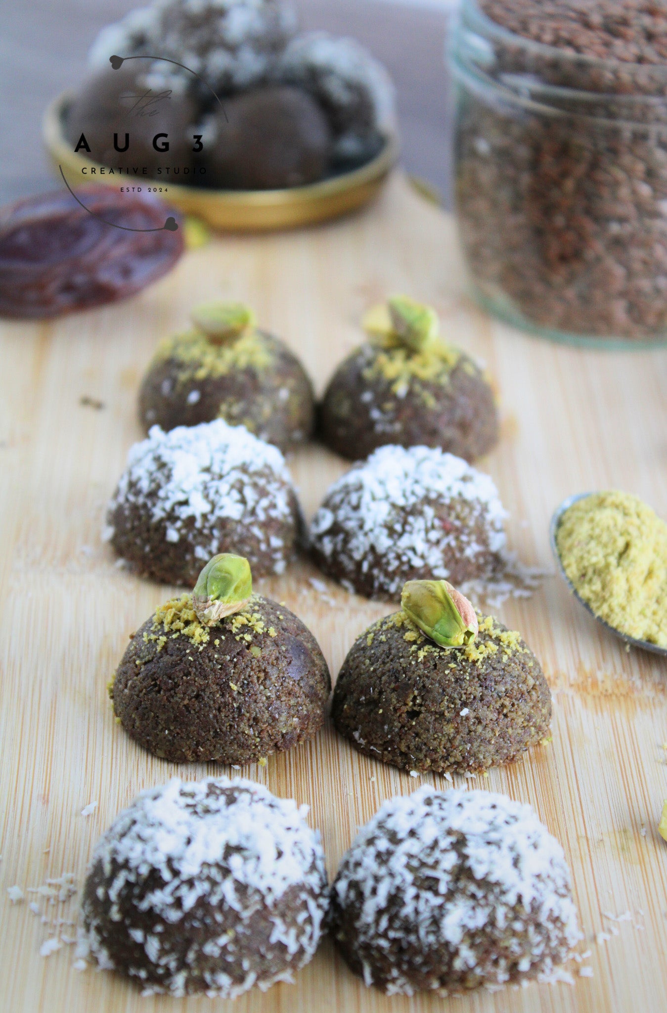 Brain Boost Bliss Balls with Pistachios, Walnuts & Dark Chocolate- Set 2 of 3