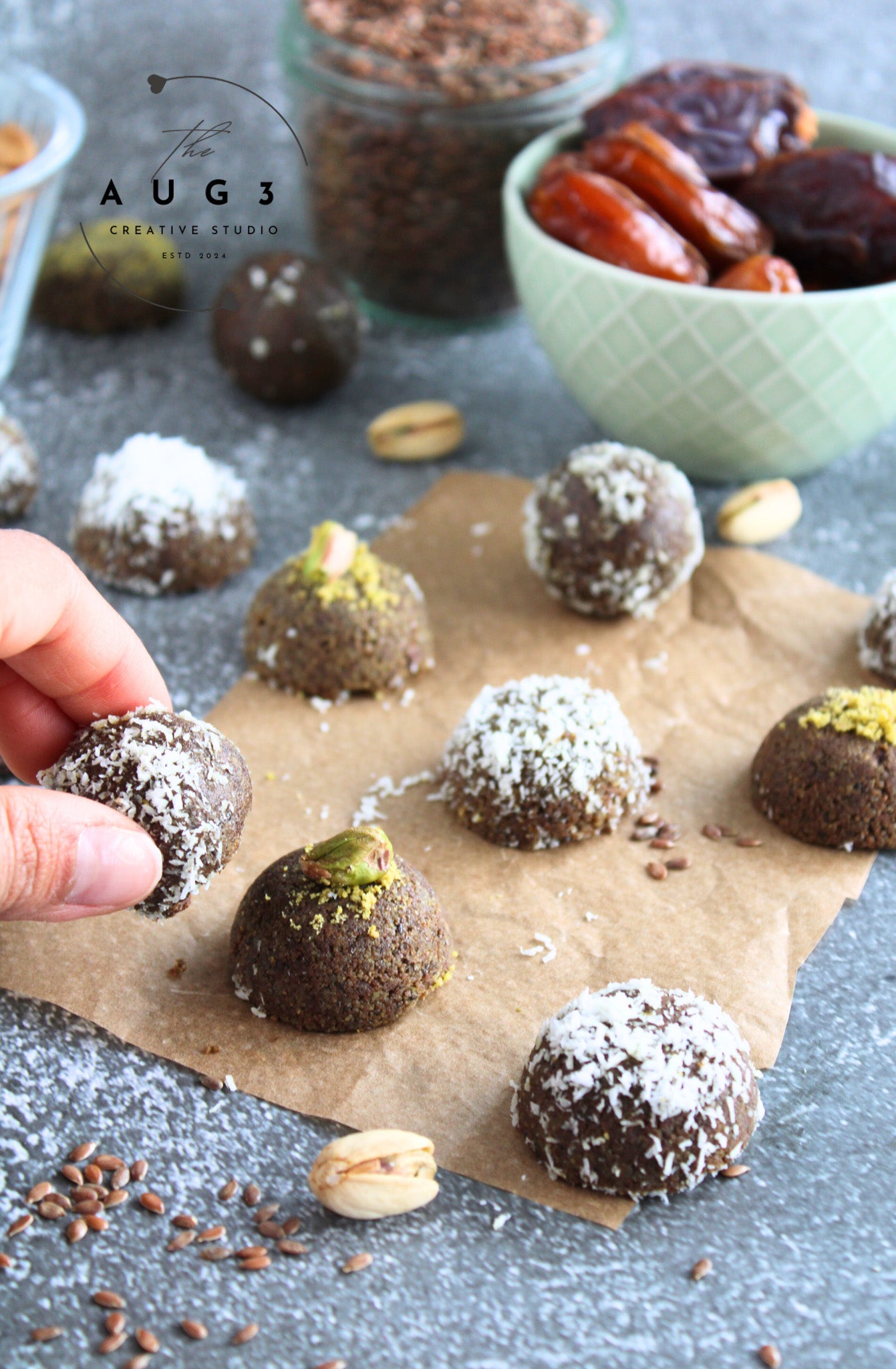 Brain Boost Bliss Balls with Pistachios, Walnuts & Dark Chocolate- Set 3 of 3