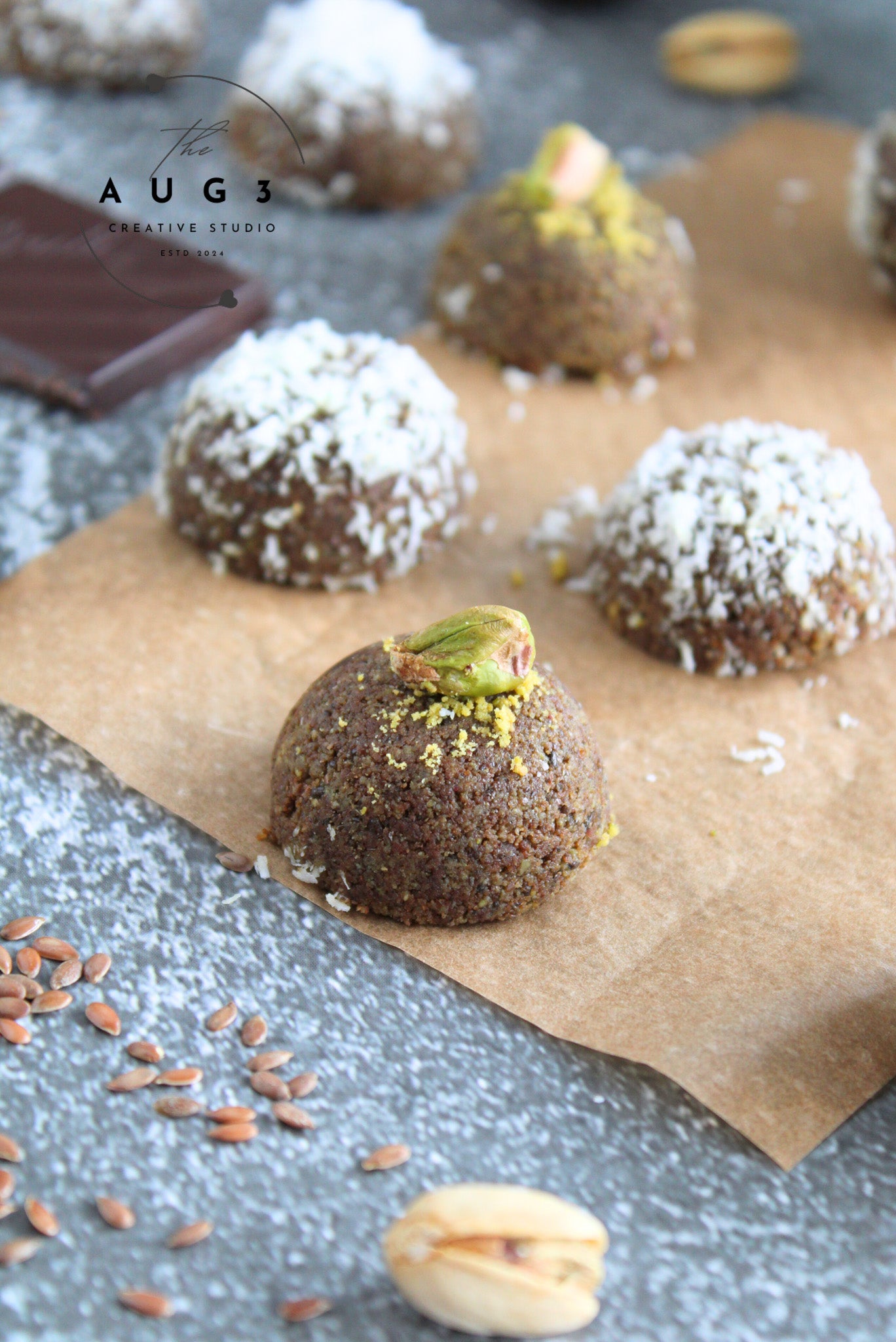 Brain Boost Bliss Balls with Pistachios, Walnuts & Dark Chocolate- Set 3 of 3