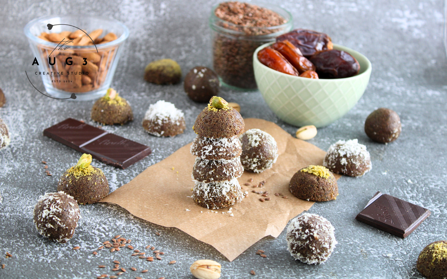 Brain Boost Bliss Balls with Pistachios, Walnuts & Dark Chocolate- Set 3 of 3