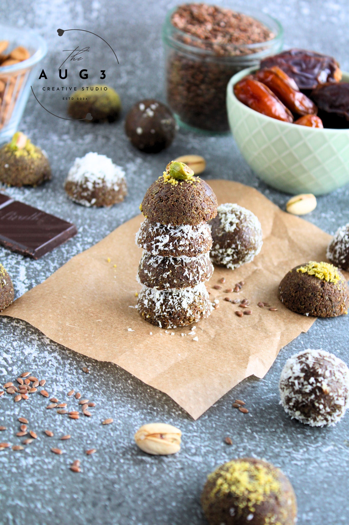 Brain Boost Bliss Balls with Pistachios, Walnuts & Dark Chocolate- Set 3 of 3