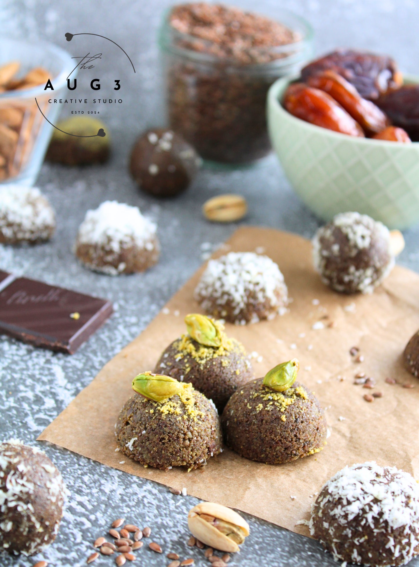 Brain Boost Bliss Balls with Pistachios, Walnuts & Dark Chocolate- Set 3 of 3