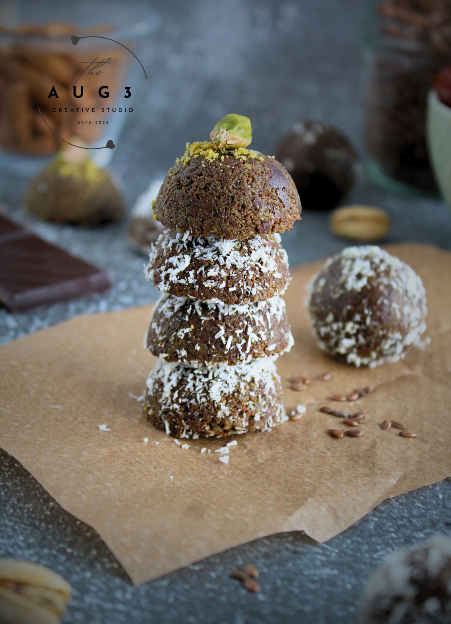 Brain Boost Bliss Balls with Pistachios, Walnuts & Dark Chocolate- Set 3 of 3