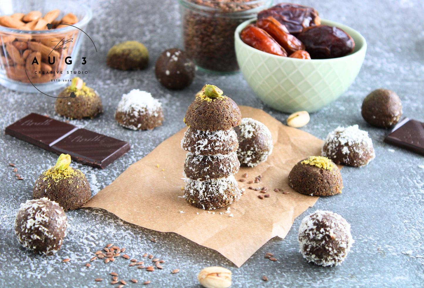 Brain Boost Bliss Balls with Pistachios, Walnuts & Dark Chocolate- Set 3 of 3