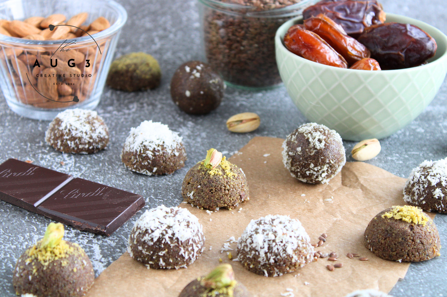 Brain Boost Bliss Balls with Pistachios, Walnuts & Dark Chocolate- Set 3 of 3
