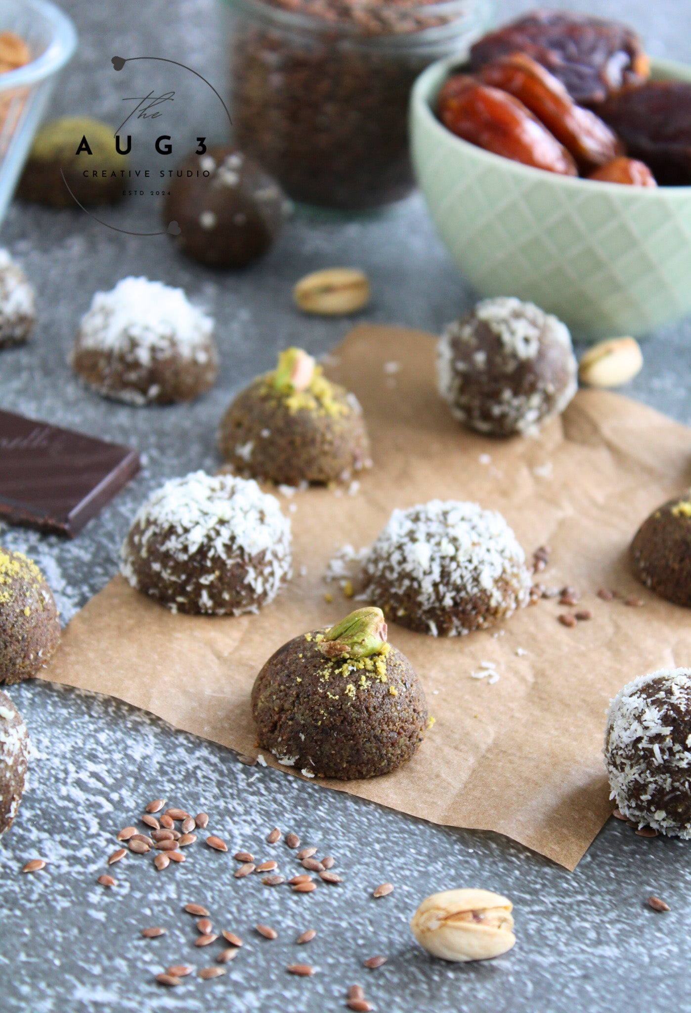 Brain Boost Bliss Balls with Pistachios, Walnuts & Dark Chocolate- Set 3 of 3