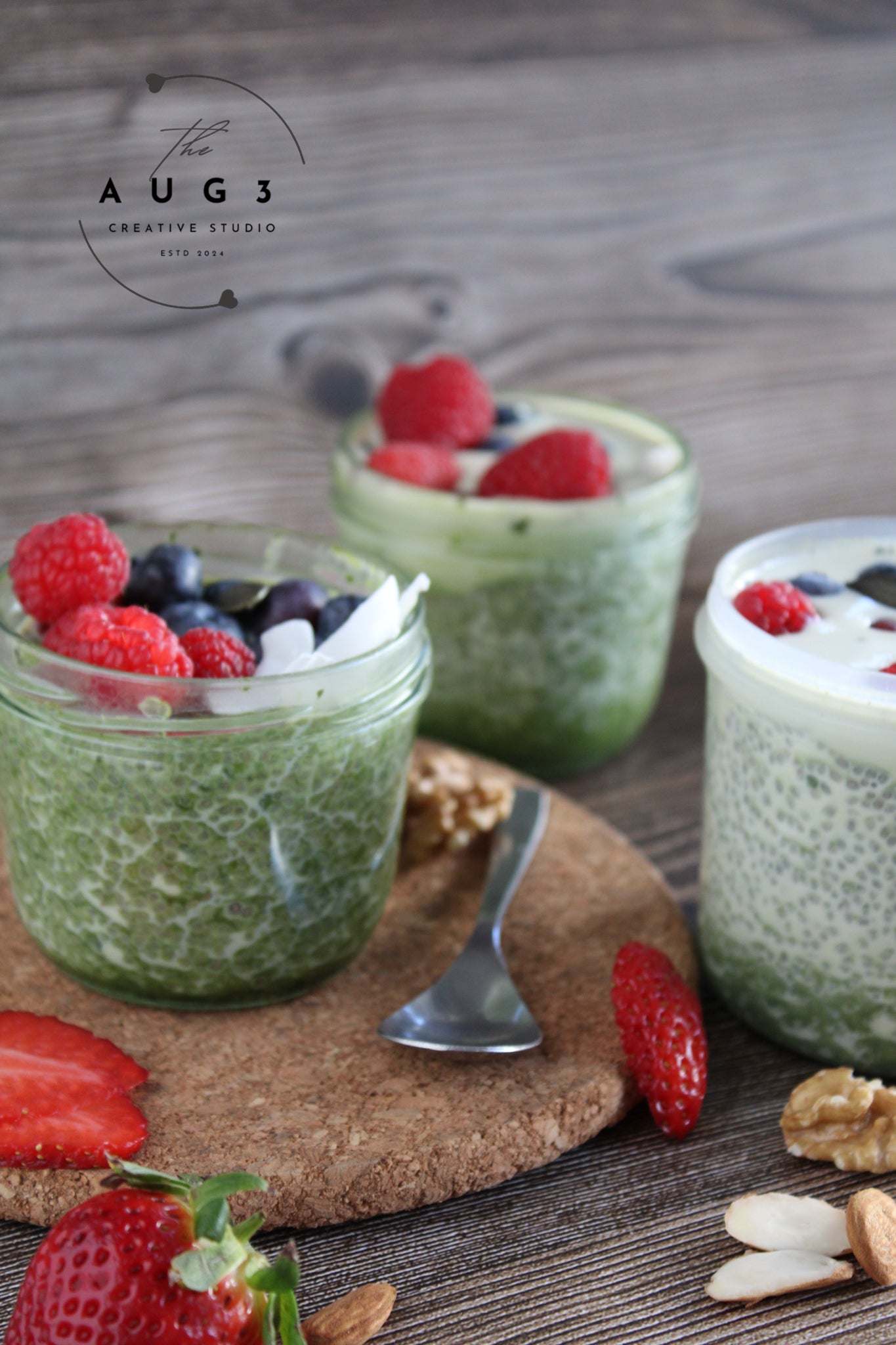No-Bake Matcha Chia Pudding- Set 3 of 3