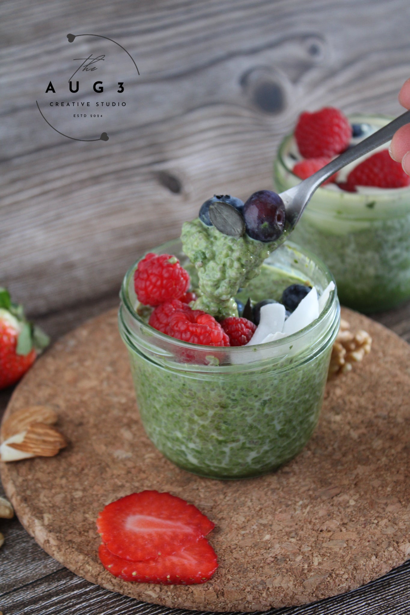 No-Bake Matcha Chia Pudding- Set 3 of 3