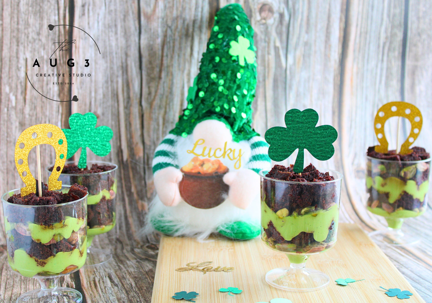 St. Patrick's Day Dates brownie Trifle with Pistachios & Avocado- Set 2 of 3