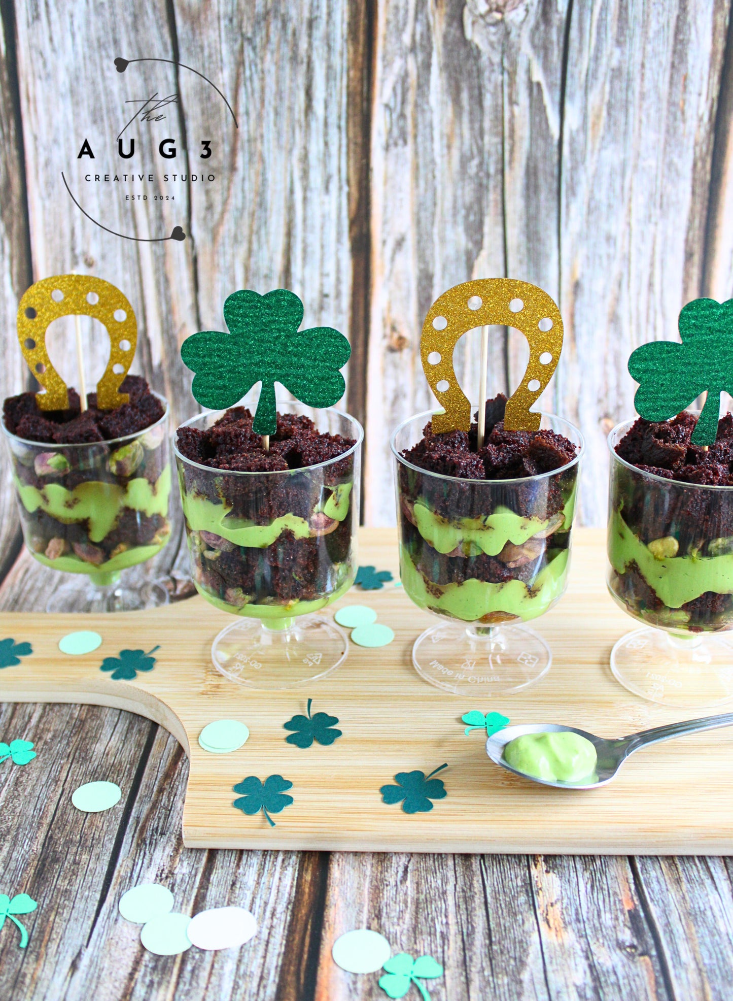 St. Patrick's Day Dates brownie Trifle with Pistachios & Avocado- Set 2 of 3