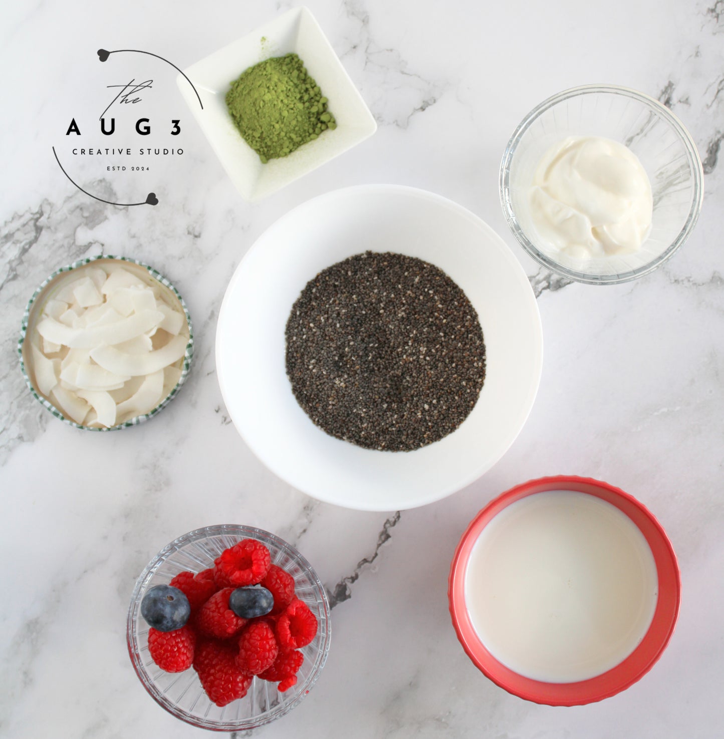 No-Bake Matcha Chia Pudding- Set 1 of 3