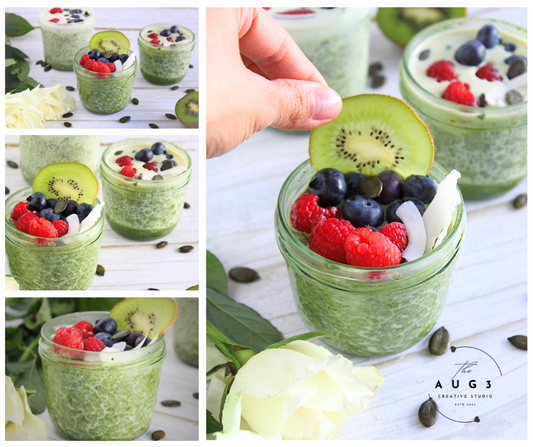 No-Bake Matcha Chia Pudding- Set 1 of 3