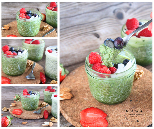 No-Bake Matcha Chia Pudding- Set 3 of 3